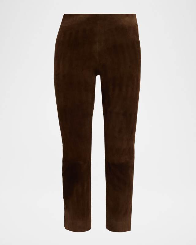 Suede Split-Hem Cropped Pant